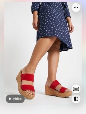 Red Suede Cork Platform Sandals - Women